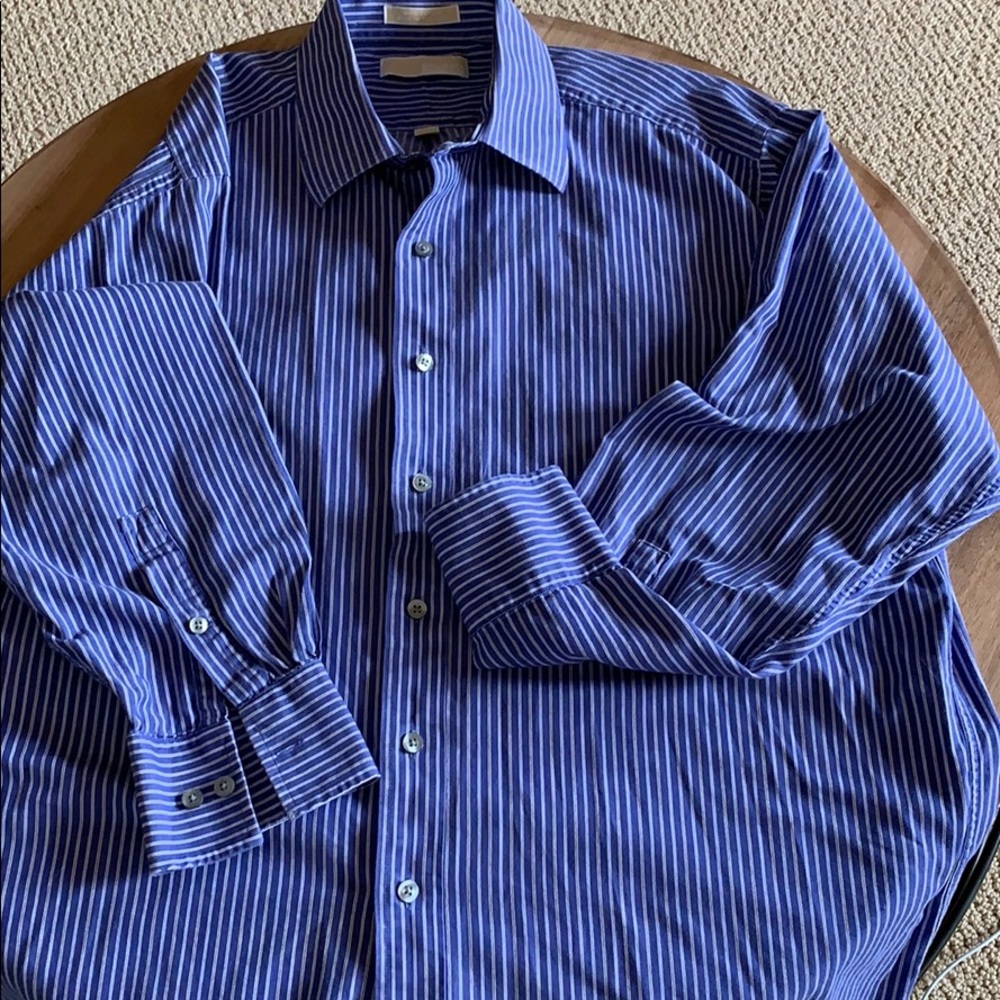 Michael Kors blue striped dress shirt